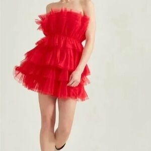 Altar'd State Vibrant Red Dress Strapless
